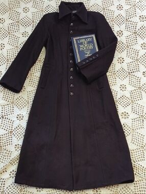 Long Button Down Dark Chocolate Brown Elegant Coat